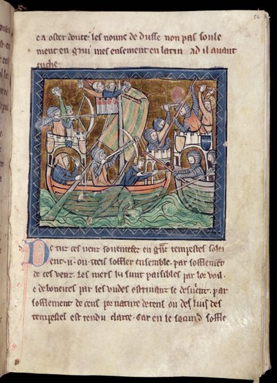 MS Marlay添加1 f.86页文字，照亮海战，来自De Re Militari，c.1270 作者 法语学校