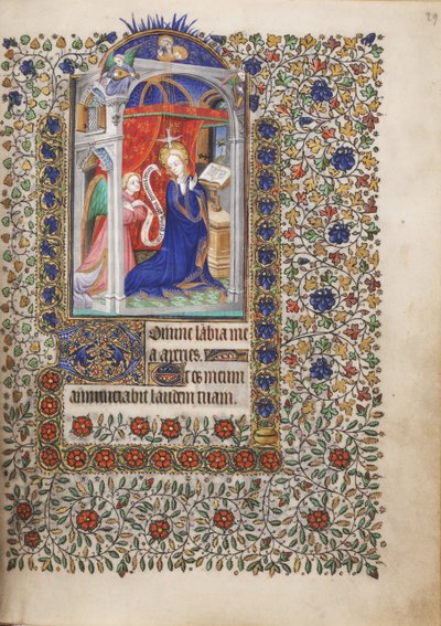 MS Widener 6 f.29r，通告，摘自《时光手册》，巴黎使用 作者 法语学校