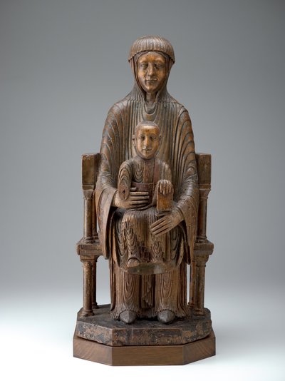 麦当娜和Child下的孩子，约1150年至1200年（木头，彩色的痕迹） 作者 法语学校