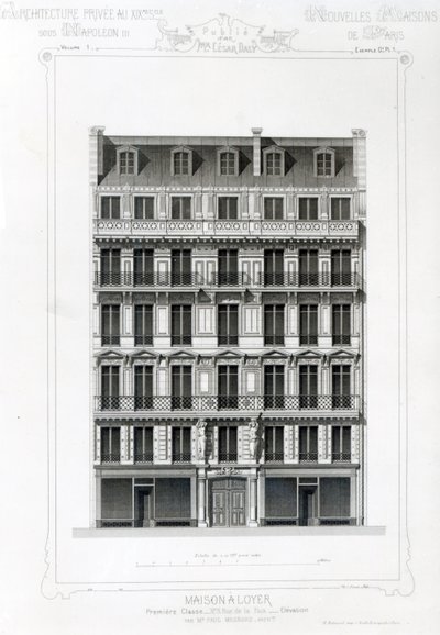 House A Loyer，巴黎第三街Rue de la Paix; C19的私人建筑 作者 法语学校