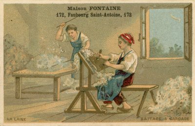 Maison Fontaine贸易卡，脱粒和梳理 作者 法语学校