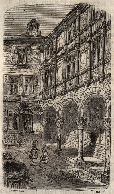 奥尔良的Agnes Sorel之家或Euverte-Hatte酒店（1524年）--Victor Duruy（1811-1894年）在《法国历史》中的雕刻--1882年 作者 法语学校