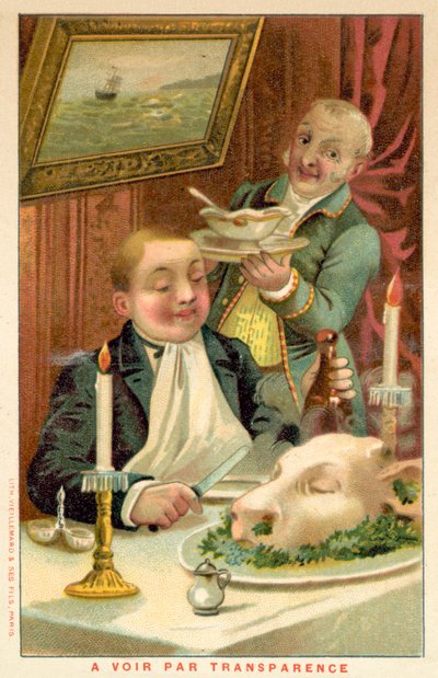 Man eating dinner (chromolitho) 作者 法语学校