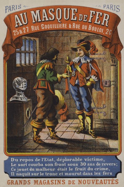 铁面具的人，Au Masque de Fer，巴黎的广告 作者 法语学校
