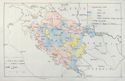 1910年波斯尼亚地图及少数民族占领地区的详细信息（笔，墨水和卫生） 作者 French School