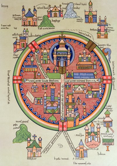 耶路撒冷和巴勒斯坦地图，包括圣地和所罗门神庙 作者 French School
