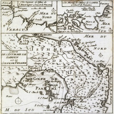 纪尧姆-丹皮尔（William Dampier）所著《环游世界新旅程》中的达连地峡和巴拿马湾地图 作者 法语学校