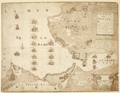 加拿大普拉森蒂亚港地图（纸上钢笔和墨水） 作者 法语学校