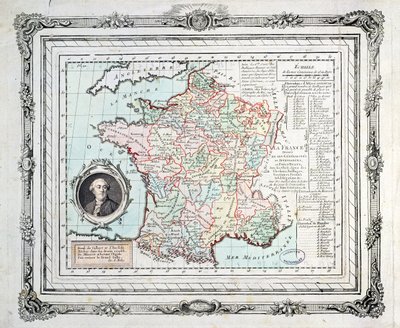法国地区和地区的地图，被称为Carte de Necker，1789年 作者 French School