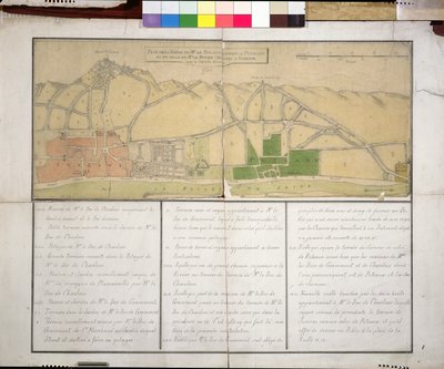地图显示Chateau de Puteaux，1722年（纸上写着） 作者 法语学校