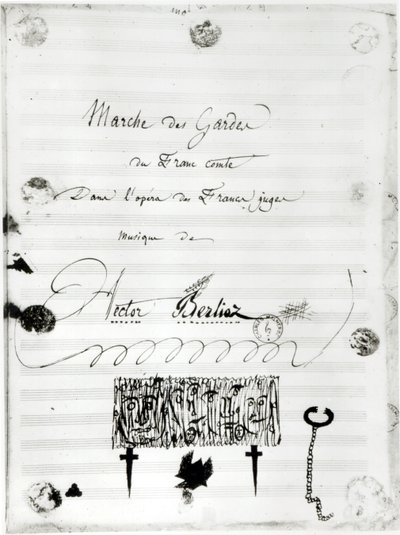 歌剧“弗兰克斯法官”中的“法兰克伯格卫兵三月”，由Hector Berlioz（1803-69）1826年（纸笔墨水） 作者 法语学校