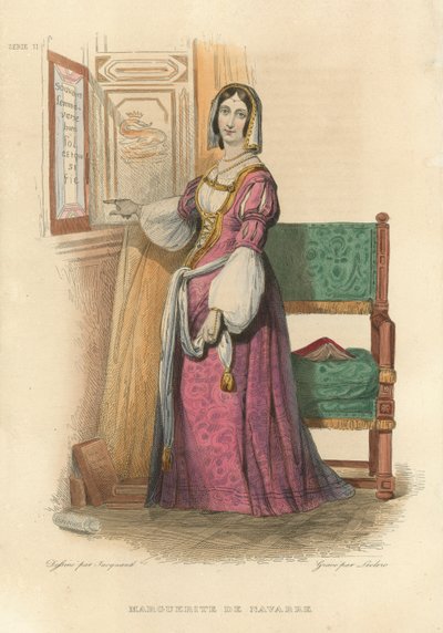 Marguerite de Navarre（彩色雕刻） 作者 French School