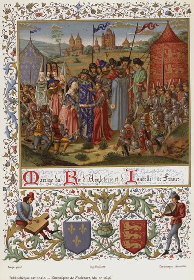 英国国王和法国伊莎贝尔的婚姻 (chromolitho) 作者 法语学校