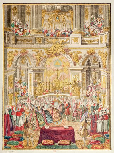 1770年5月16日，法国多芬（未来的路易十六）与Archduchess Marie-Antoinette在凡尔赛宫的婚礼 作者 法语学校