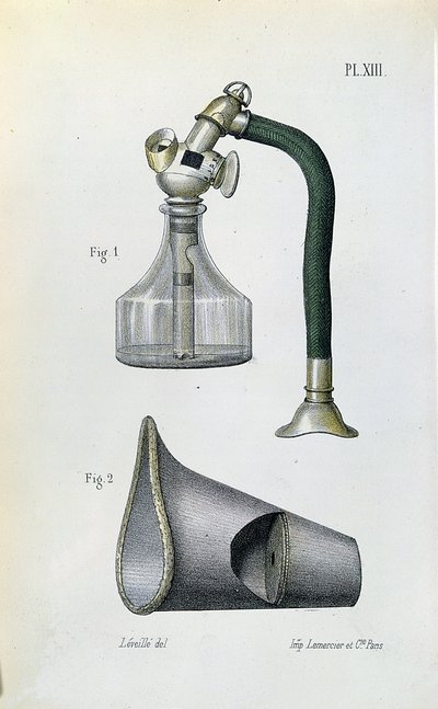 Jean-Baptiste-Leon Dubreuil的医学手册，用于给患者麻醉以麻醉患者的面膜 作者 法语学校