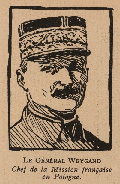 Maxime Weygand，法国将军，1920 年波苏战争期间被派往支持波兰第二共和国的联合使团成员（石版画） 作者 法语学校