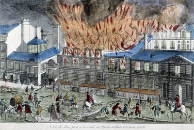 1763 年，人们试图扑灭巴黎歌剧院的大火。 作者 法语学校