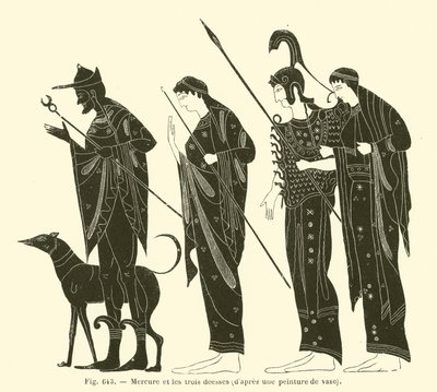 墨丘利和三位女神（雕版画 作者 法语学校