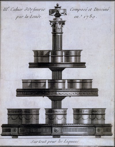 金属制品：1780-96号展台上的一套利口酒杯 作者 法语学校