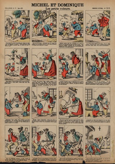 米歇尔和多米尼克，小偷（彩色版画） 作者 法语学校