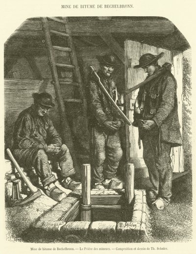 Bechelbronn 沥青矿，La Priere des Mineurs（雕刻） 作者 法语学校
