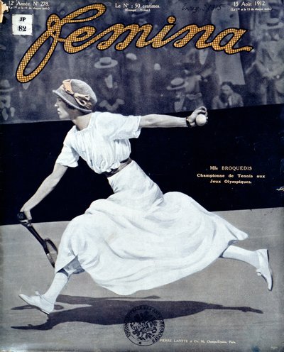 Broquedis女士，奥林匹克网球冠军，Femina封面，第278期，1912年8月15日（彩色照片） 作者 法语学校