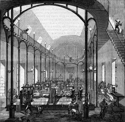 赚钱：轧制和切割。1860年1月21日《世界画报》第145期上的版画。 作者 法语学校