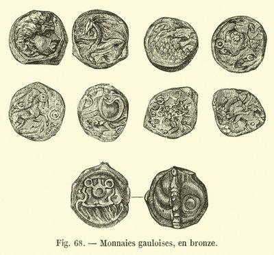 Monnaies gauloises, en bronze (engraving) 作者 法语学校