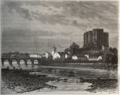 罗纳-阿尔卑斯大区卢瓦尔省的蒙特隆莱班（Montrond-les Bains）--V.-A.所著《法国图解：地理、历史、统计管理》中的雕刻。Malt-Brown著。1884 作者 法语学校