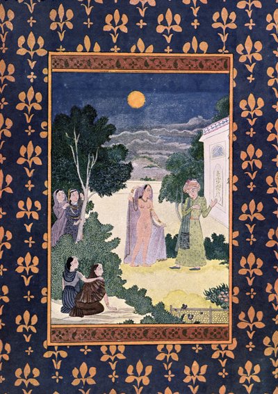 美丽的月亮，阿拉伯之夜的插图，1895年（彩色雕刻） 作者 法语学校