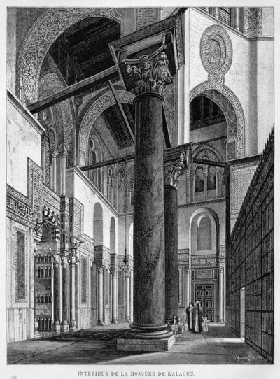 清真寺和马德拉斯Qalawun，内部视图，插图从Legypte由Georg Moritz Ebers（1837-98）1881 作者 法语学校