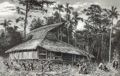 Dodinga的清真寺，新几内亚，从世界游览杂志的例证，1879年 作者 法语学校