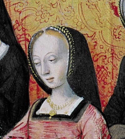 Ms.17 fol.1作者向来自布列塔尼的安妮（1477-1514）提供了他的书，来自Vie des Femmes Celebres，c.1505（详情为153785） 作者 法语学校