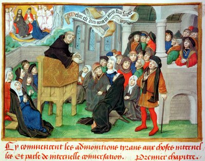 Ms.230 fol.57僧侣模仿讲道，来自激情和杂项特征的布道作者Jean de Gerson（1363-1429） 作者 法语学校
