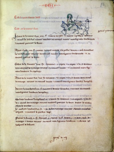 1175 f.92圣马丁女士切割他的斗篷，来自Vieil Rentier dAudenarde，1291-1302 作者 法语学校