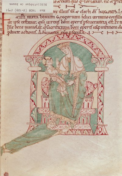 来自Sermons et Vies de Saints的1408号女神与圣格雷戈里大帝（540-604）的处女和儿童 作者 法语学校
