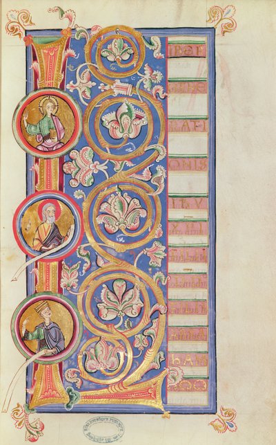 女士14 fol.23历史悠久的L带奖章，来自Evangeliary 作者 法语学校