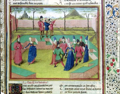 19153女士f.7果园中的Carole，来自Le de la Rose的插图，来自Jean de Meung，c.1460 作者 法语学校