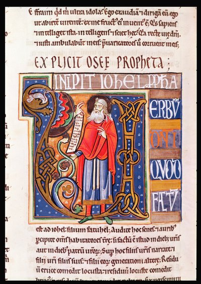 Ms 1 fol.193v历史上最初的U描绘了Souvigny圣经中的Joel 作者 法语学校