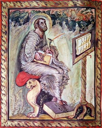 来自Ebbo Gospels的女士1 fol.90v St. Luke，c.816-835 作者 法语学校