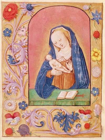 女士20 fol.42v童贞女孩在15世纪初的“小时之书”中念念念珠 作者 法语学校
