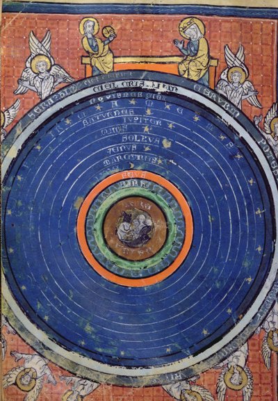 2200 f.115v女士。根据亚里士多德的说法，世界是De Philosophia Mundi的缩影，Guillaume de Conches（1100-54）1276-77 作者 法语学校