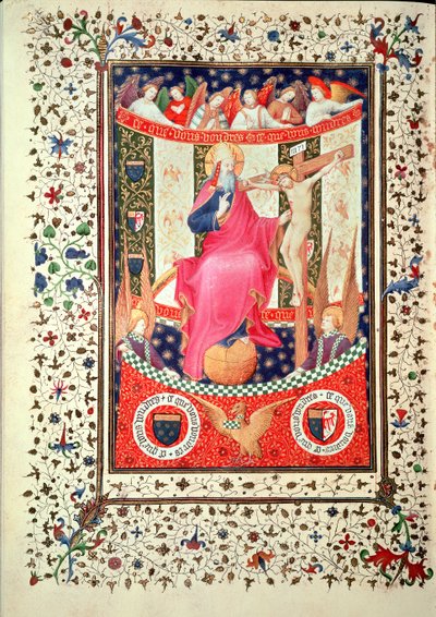 女士2 f.18v三位一体，来自Boucicaut Hours，c.1410 作者 法语学校