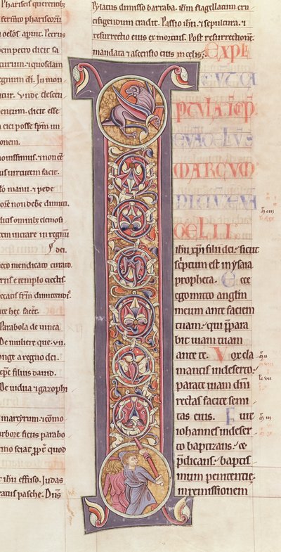 Ms 2 fol.175 t.2圣马克福音，来自Saint-Andre aux-Bois修道院的圣经 作者 法语学校
