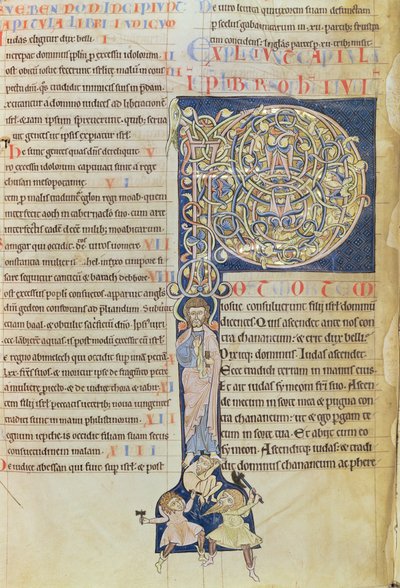 Ms 2 fol.3v t.1历史上的初始&39;P&39;，来自Saint-Andre aux-Bois修道院的圣经 作者 French School
