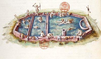 3243号文件：位于Neris-les-Bains的Nerys浴场，插图来自Nicolas de Nicolay的 "Generale Description du Bourbonnais"。 作者 法语学校