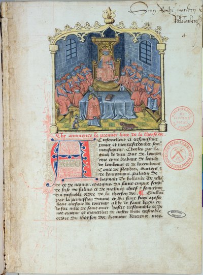 363 Charles the Bold（1433-77）勃艮第公爵和金羊毛骑士团，来自Guillaume Filastre的金羊毛历史，15世纪中叶（另见1） 作者 法语学校