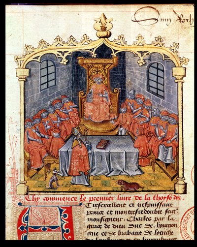 363 Charles the Bold（1433-77）勃艮第公爵和金羊毛骑士团，来自Guillaume Filastre的金羊毛历史，15世纪中叶（另见1） 作者 法语学校