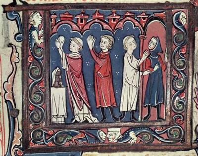 Ms 364 fol.111 13至14世纪的Jean Andre的Decretales将逐出教会的场景 作者 法语学校
