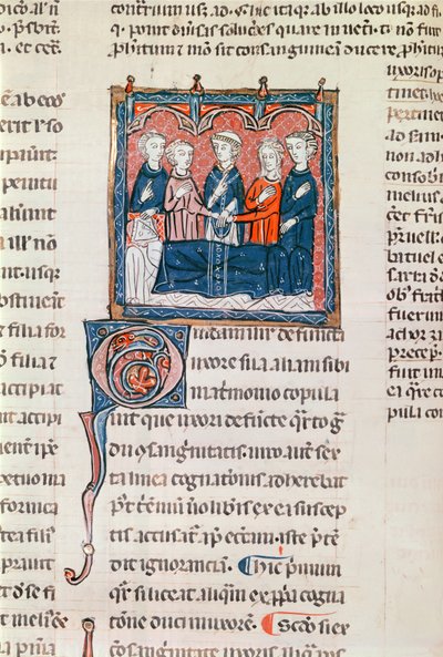Ms 372 fol.243 W夫的婚姻，来自Decrets de Gratien 作者 法语学校